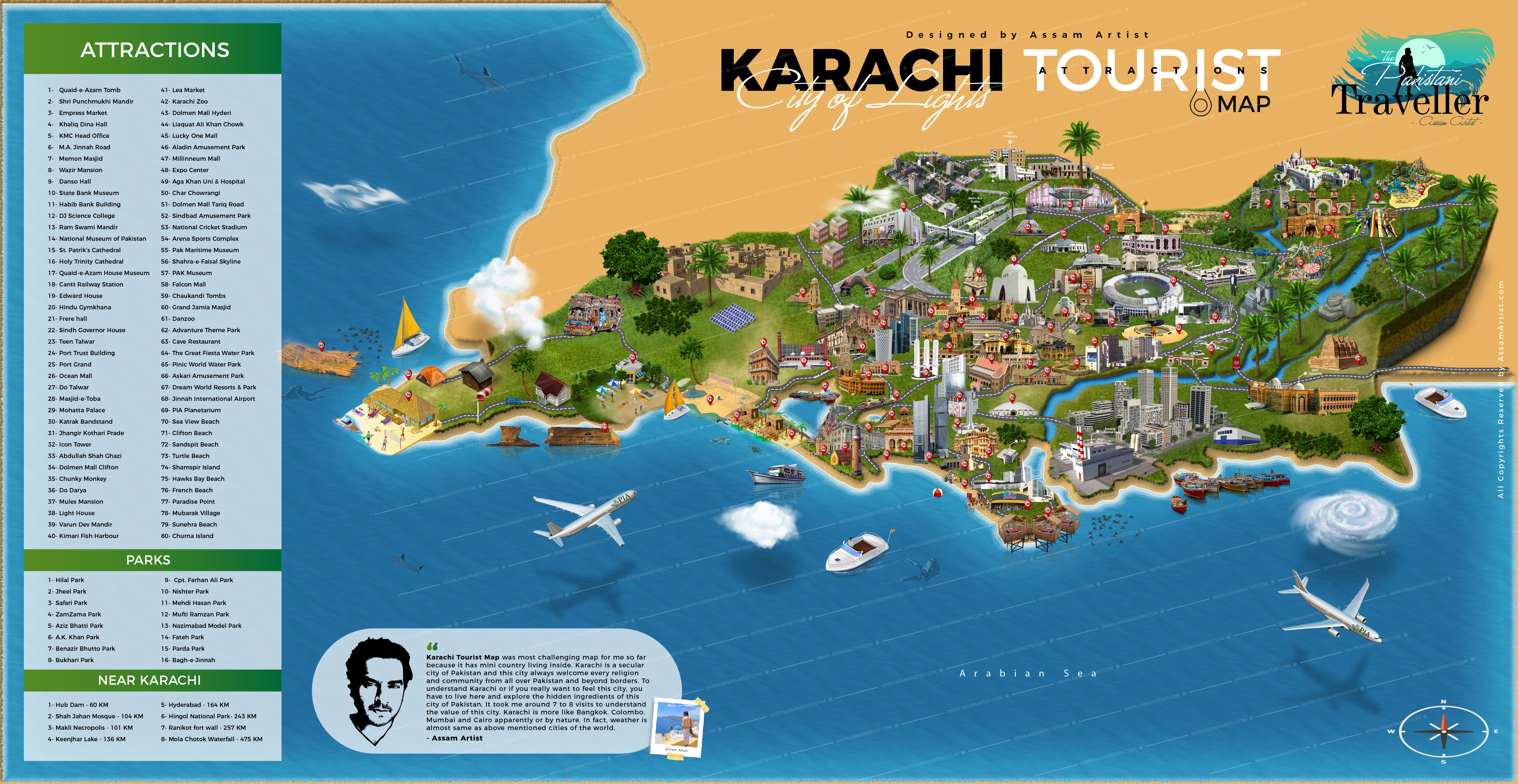 Karachi tourist attractions map - karachi tour guide map