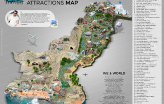 Pakistan Tourist Attraction Map by Pakistani Artist feature image hi resolution