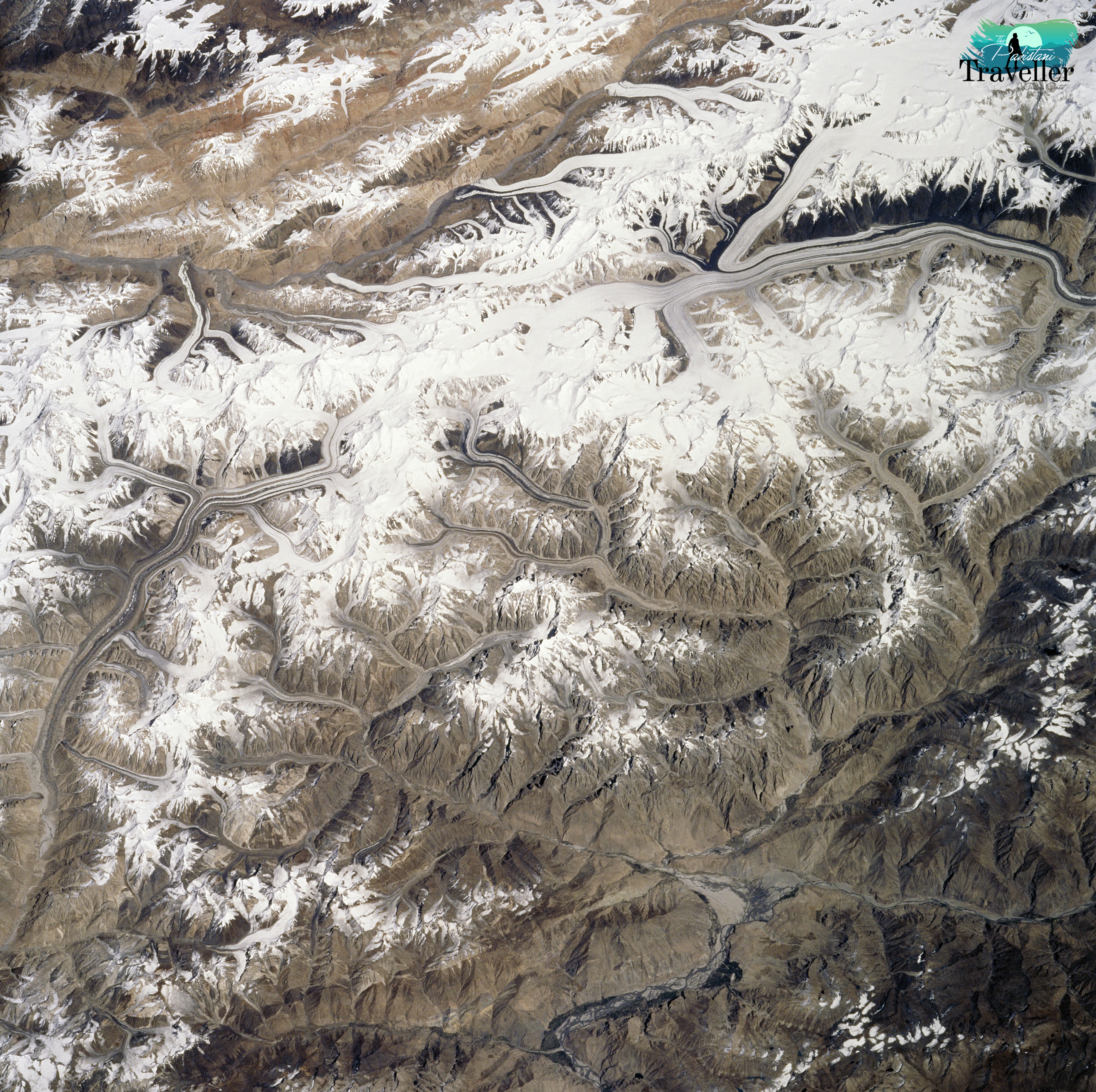 27. Glaciers in the Himalayan Mountains taken from Atlantis during STS-106