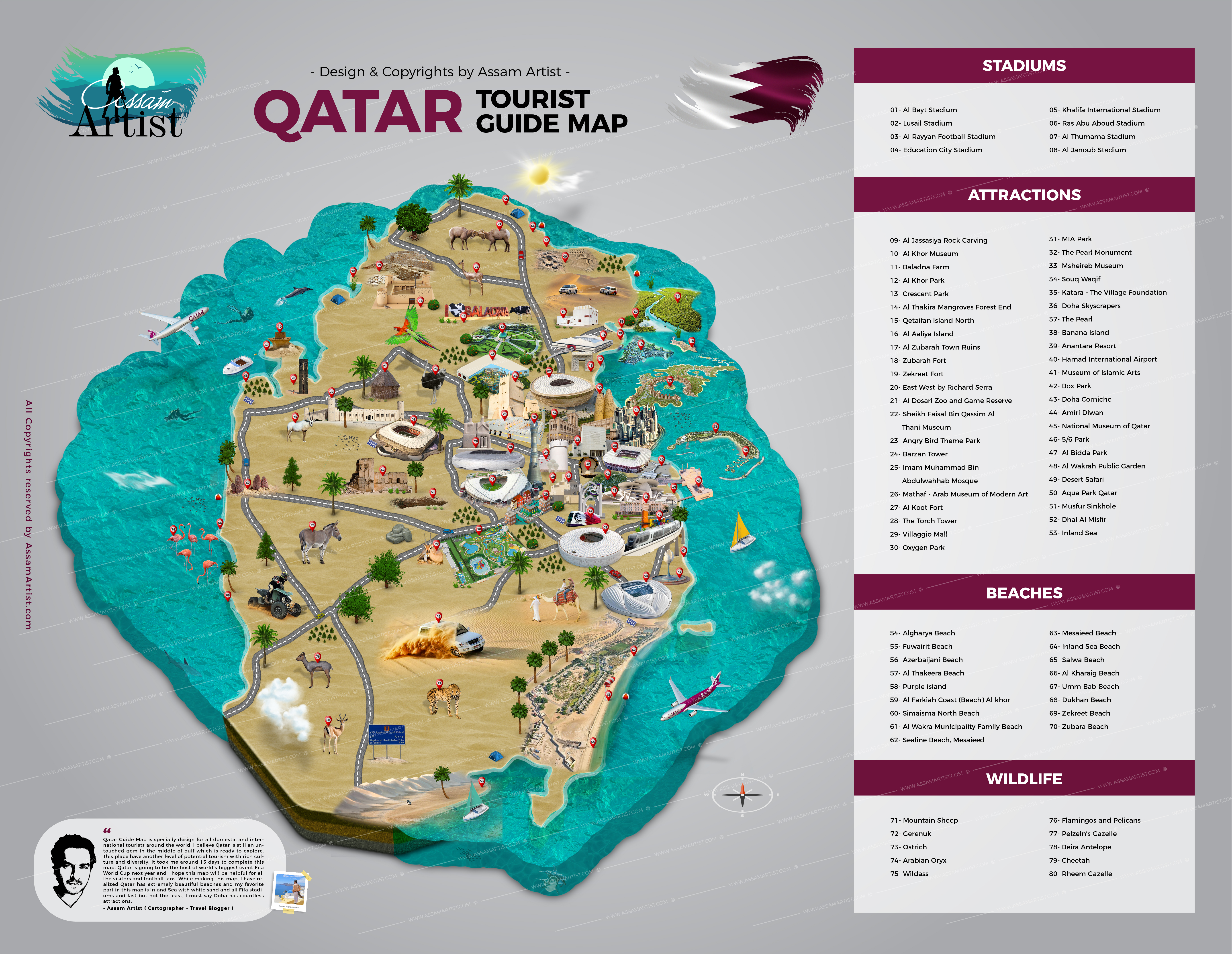 Qatar First Tourist Guide Map High Resolution Map by Assam Altaf